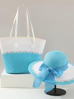 Ensemble assorti chapeau de paille et sac bandoulière pour femme, tenue de plage estivale deux pièces