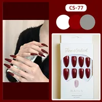 24 stuks wijnrode Y2K trendy kunstnagels, volle nageltips, voor op de vingers, hoge kwaliteit ABS plastic kunstnagels
