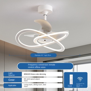 Lámpara de Techo Moderna Nórdica con Ventilador de Techo Inteligente con Conversión de Frecuencia de CA, LED, para Sala de Estar, Dormitorio, Comedor, Cristal - Product Image 5