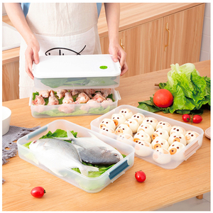 Stackable transparent plastic refrigerator freezer organizer container fridge storage box bins set