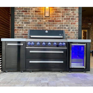 Mobili da <span class=keywords><strong>Cucina</strong></span> Modulari Neri Personalizzati in Acciaio Inox 304, <span class=keywords><strong>Cucina</strong></span> Esterna <span class=keywords><strong>con</strong></span> Barbecue Integrato, Arredamento <span class=keywords><strong>Cucina</strong></span> Moderno - Product Image 5