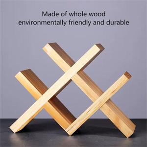 Solid Pine Wood Rhombus Shape Classic Style Three-Layer Polished Standing Wine Glass <b>Bottle</b> Holder 3-<b>Bottle</b> Capacity Home - Product Image 5