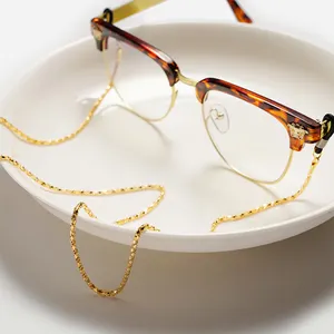 Corda de óculos de sol, corda de metal para óculos e cordão, acessórios femininos, sombras da moda, corrente oca