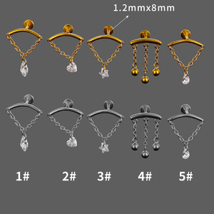 Piercing Labret en Acier Inoxydable 16G avec Pendentif Fleur en Zircon Cubique, Styles Variés, Bijoux de Piercing d'<span class=keywords><strong>Oreille</strong></span> en Gros - Product Image 3