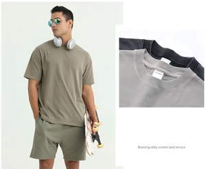 Men's Oversized Cotton T-Shirt Solid Color O-Neck Short Sleeve Washed t shirt Casual Wear Jersey Knitted <b>Plain</b> Design <b>tshirt</b> - Product Image 6