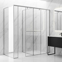 Paroi de douche à charnière en acier inoxydable avec verre renforcé de 8 mm, facile à nettoyer, sûre et fiable