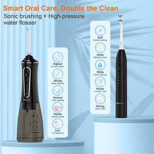 H2ofloss acqua e <span class=keywords><strong>spazzolino</strong></span> <span class=keywords><strong>elettrico</strong></span> Combo 2 in 1 per l'igiene orale ricaricabile irrigatore orale per la pulizia dei denti - Product Image 2