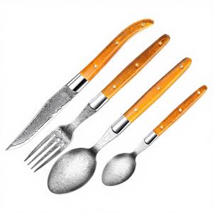 Ensemble de couteaux à steak et <span class=keywords><strong>fourchette</strong></span> en acier inoxydable Damas <span class=keywords><strong>Laguiole</strong></span> personnalisable, 2 pièces, pour boîte cadeau - Product Image 6