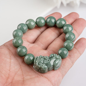 <span class=keywords><strong>Bracciale</strong></span> a catena <span class=keywords><strong>con</strong></span> perle di <span class=keywords><strong>giada</strong></span> vintage spesse 13 mm e design Pixiu, in giadeite naturale autentica, gioiello unisex da regalo - Product Image 4