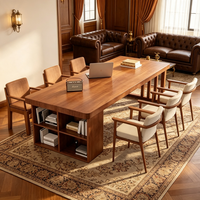 Bureau d'écriture de style américain en bois massif avec tiroirs, bureau à domicile, bureau d'étudiant avec grande surface de travail pour le salon
