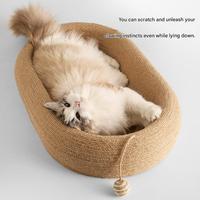 Grand lit-griffoir moderne et durable en sisal pour chat, forme ovale, en fibres naturelles, canapé-nid pour chats corpulents, antidérapant, lit pour animaux de compagnie en carton