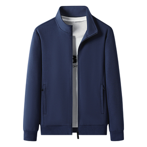 2026 High Quality Eco-Friendly Worsted Fabric Jacket 250g-300g <b>Weight</b> <b>Stand</b> Collar Zipper Closure Casual Style Men - Product Image 2