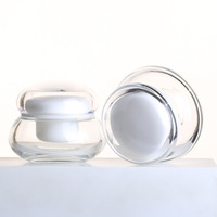 Pot en verre vide de 30g, rond, avec couvercle blanc en forme de champignon, pour crème pour le visage, emballage de pommade