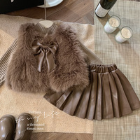 Ensemble Décontracté Trois Pièces Fille : Gilet, Robe et Pull Plissé – Style Automne Chic pour Enfant (Kaki)