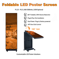 P1.25 P1.5 P1.8 P2.5 Katlanabilir Led Poster Ekranı Ayaklı Reklam Led Poster Ekranı Dijital Tabela ve Ekran