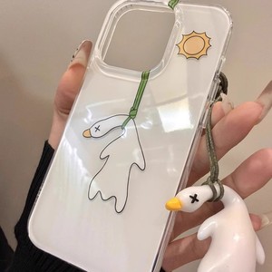 Cartone animato creativo, custodia per telefono con anatra bianca e becco giallo per <span class=keywords><strong>iPhone</strong></span> 16 15 14 13 12 ciondoli a forma di anatra secca, <span class=keywords><strong>Cover</strong></span> primavera estate - Product Image 2