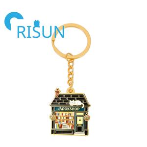 Porte-clés en métal personnalisé, émail rigide ou souple, motifs mignons de dessins animés, thé, livres, pâtisserie, sérigraphie, pour librairie, vente en gros - Product Image 2