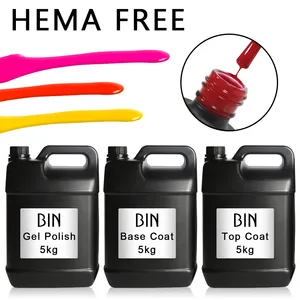 BIN HEMA Free Nail UV Led Gel Crystal Top Coat 5KG Per Bottle Tempered Glass Top Coat Matte Rubber Top Coat