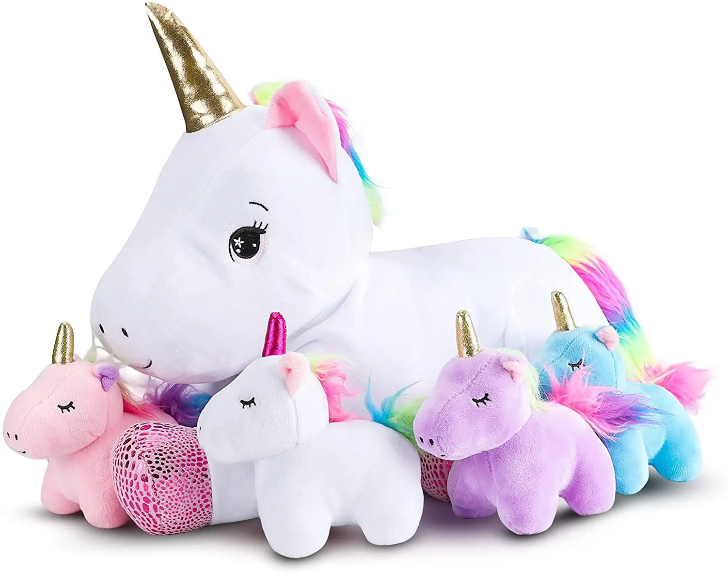 Factory wholesale custom unicorn stuffed animals plush sets gift stuffed mommy baby unicorn plush toys