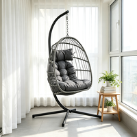Fauteuil suspendu pliable en rotin pour extérieur, siège individuel, chaise balançoire portable en osier avec support pour jardin et parc, vente en gros