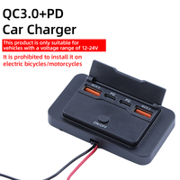 Cargador de Coche Inteligente de 12-24V con Pantalla de Voltaje, 4 Puertos QC3.0 de Carga Rápida, Resistente al Agua, Doble USB, para RV, Autobús, Vehículo, Barco, Camión
