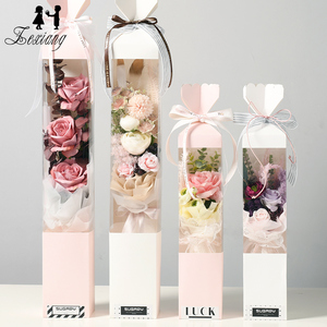 Qiao — boîte à fleurs roses de bonne qualité, 5 pièces/paquet, en papier, d'emballage cadeau en PVC, 3 tailles, vente en gros - Product Image 4