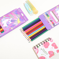 Vente en gros Ensemble de crayons de couleur Kawaii hexagonaux en bois de peuplier 12 pièces HB Produit populaire Peinture d'art sur le campus pour enfants