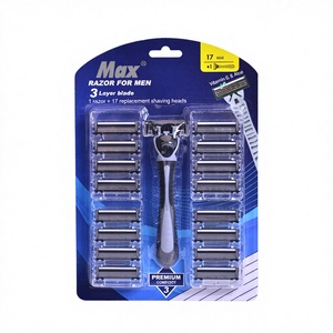 Triple Blade Swedish Stainless Steel Blades Plastic Handle Disposable System <b>Razor</b> for <b>Men</b> 1 Handle +17 Free Cartridges - Product Image 2