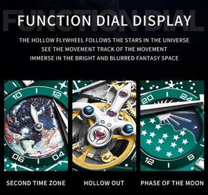 Relojes de Hombre Originales de la Marca OLEVS, Reloj Mecánico Automático Luminoso, Resistente al Agua, Fase Lunar, Multifuncional, 6689 - Product Image 4