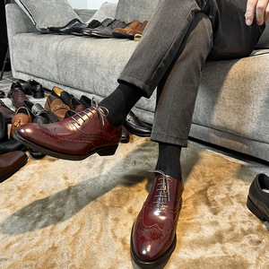 Nouvelles chaussures en cuir italiennes faites à la main, décontractées, formelles, avec lacets et semelles rigides, respirantes, antidérapantes, pour l'automne, pour hommes - Product Image 4