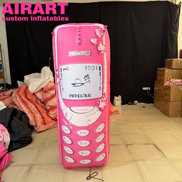 2mH Inflatable Pink Phone,Communication Equipment Inflatables,Custom Lifelike Phone Inflatable Model