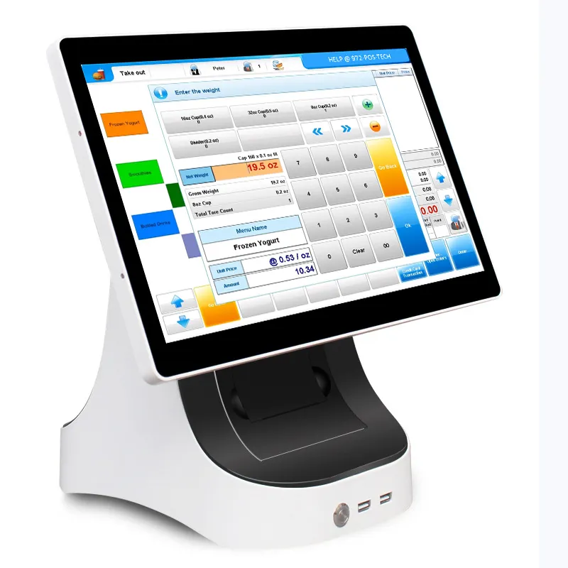 Sistema pos de 15 pulgadas para tienda de licor de comestibles, máquina de efectivo, caja registradora electrónica
