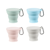Mug de Voyage à Café Pliable en Silicone OEM 180 ml, Gobelet de Camping Rétractable avec Mousqueton