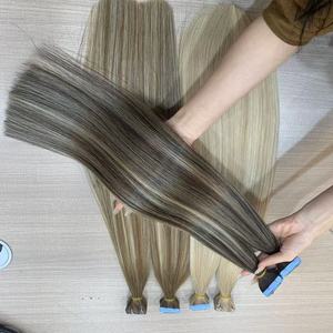 Extensiones de Cabello Humano Brasileño 100% de Una Sola Capa, Precio al por Mayor, Buena Calidad, Extensiones de Cabello Liso Sedoso con Cinta Adhesiva, 100g por Paquete - Product Image 5