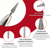 SHUANGJIAL0615B20-D4S Fraise rotative professionnelle pour manucure, tête conique en carbure de tungstène, rotation droite, tige de 3/32 pouces