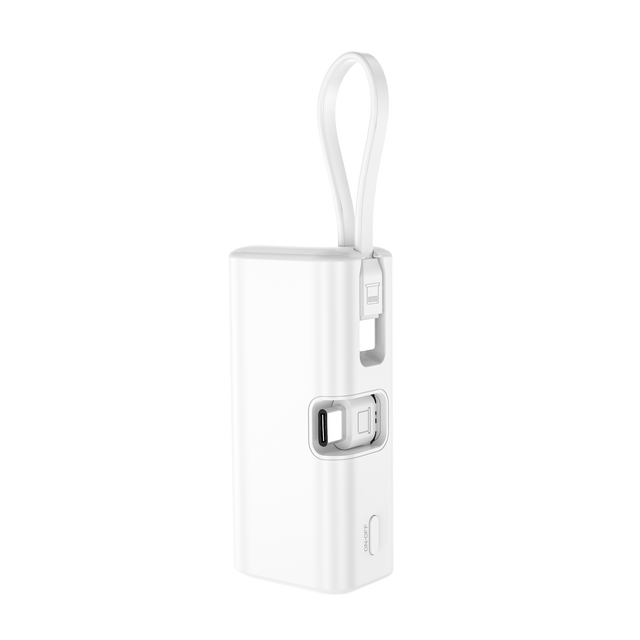 Customized logo High Capacity Capsule Design Built-In Cable Type-C Portable Mini Power Bank 5000mah Battery Display