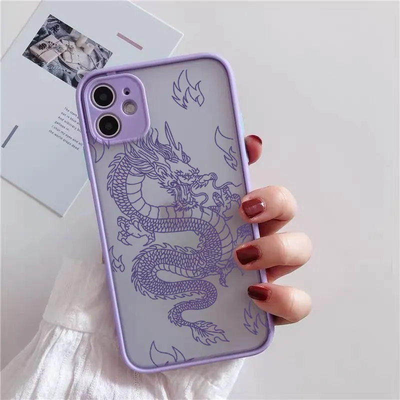 Casing ponsel pola hewan naga, sarung HP Matte keras untuk iPhone 13 12 11 14 Pro MAX X XS XR 8 7 Plus