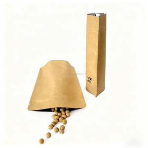 Bán buôn 14*22 + 4cm nâu có thể khóa lại đứng lên Túi Dây Kéo Túi giấy Kraft cấp thực phẩm cửa sổ mờ bao bì đường trà - Product Image 4