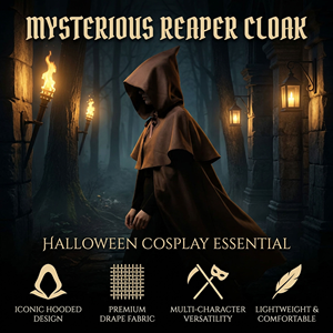 Cape Courte à Capuche Médiévale Vintage Gothique Sorcière Diable Poncho Léger Accessoire de Cosplay Halloween LARP - Product Image 1