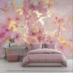 2023 New Mural Custom Size <strong>Marble</strong> Texture <strong>Wallpaper</strong> Pink <strong>Purple</strong> Yellow - Product Image 1