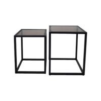Ensemble de tables console imbriquées minimalistes modernes, tables d'appoint carrées à cadre en métal noir pour le salon