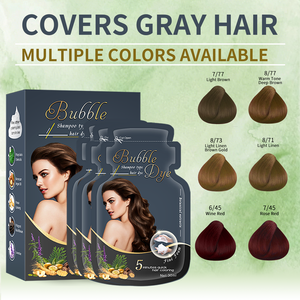 Sachet de coloration capillaire OEM de marque privée shampooing colorant pour cheveux 100% couverture cheveux gris petit paquet extrait de plante colorant à bulles - Product Image 3