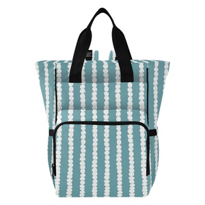 Hawaiian Blue Crown Flower Print Custom Slot Insulated Pocket Travel Waterproof Women Mummy Bag <b>Backpack</b> with Luggage Straps - Product Image 3