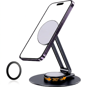Support magnétique pour téléphone de bureau, support en aluminium pour iPhone, pliable, réglable, rotation à 360 degrés, support métallique - Product Image 1