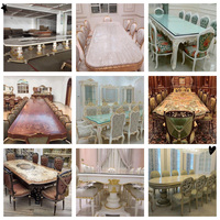 Table à manger rectangulaire de style italien Renaissance, rococo, baroque, sculptée à la main, pour salle à manger