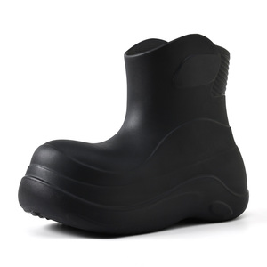 Women's Waterproof Non Slip Rain Boots Thick Soled Low Cut EVA Mid <b>Heel</b> Solid Color All Season Water Shoes - Product Image 5