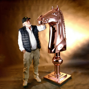 Sculpture de tête de <span class=keywords><strong>cheval</strong></span> géante en fibre de verre, or rose, moderne et luxueuse, pour la décoration de la maison et la collection d'art - Product Image 5