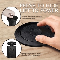 Pop-up-Steckdosenleiste mit manueller Auszugfunktion für Schreibtisch und Arbeitsplatte, EU/FR-Steckdose, USB Typ-C, Schwarz/Silber