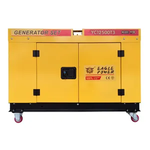 Generador diésel de alta potencia YC12500E con dos cilindros refrigerado por agua Hubei Factory 380V/220V monofásico nominal