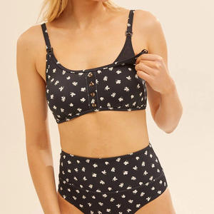 Bañador de maternidad personalizado para mujer, traje de baño de color verde sólido, ropa de playa para amamantamiento, control de barriga - Product Image 4